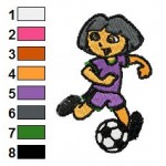 Dora Playing Soccer Embroidery Design